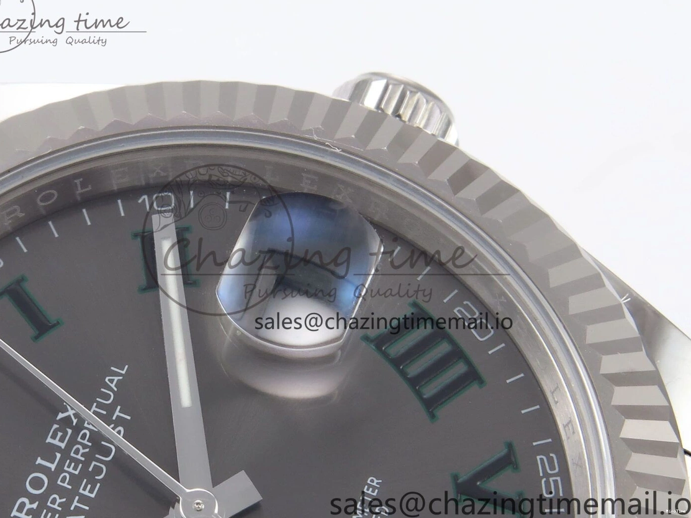 MiroTime 0131 GoodFit DateJust 41 126334 EWEF Best Edition Gray Dial Green Roman on Oyster Bracelet A 1054